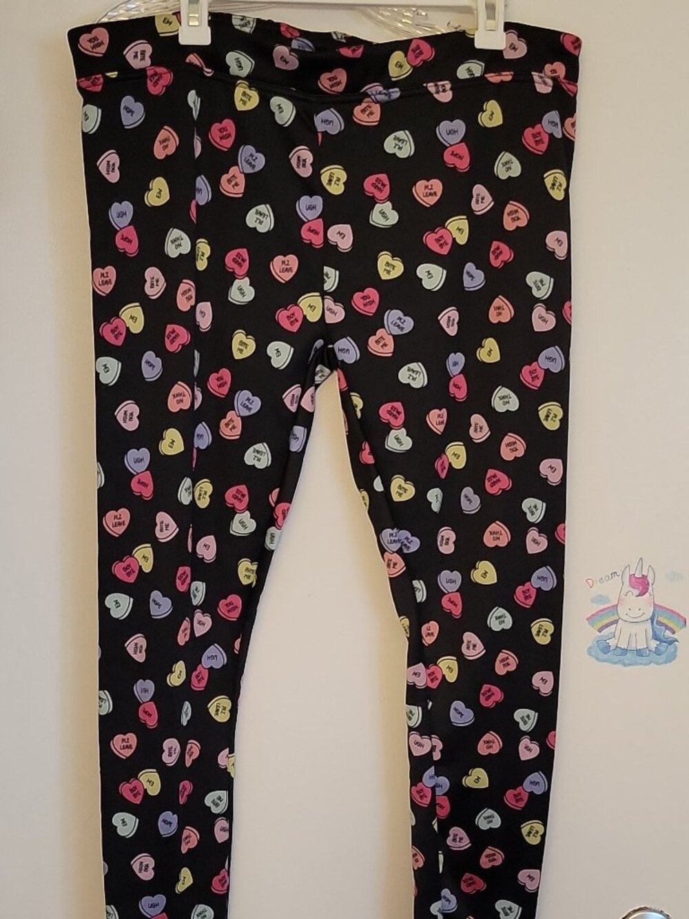 Serra Fleece Lined Leggings Women’s XL Black Multicolor Heart Print Ankle